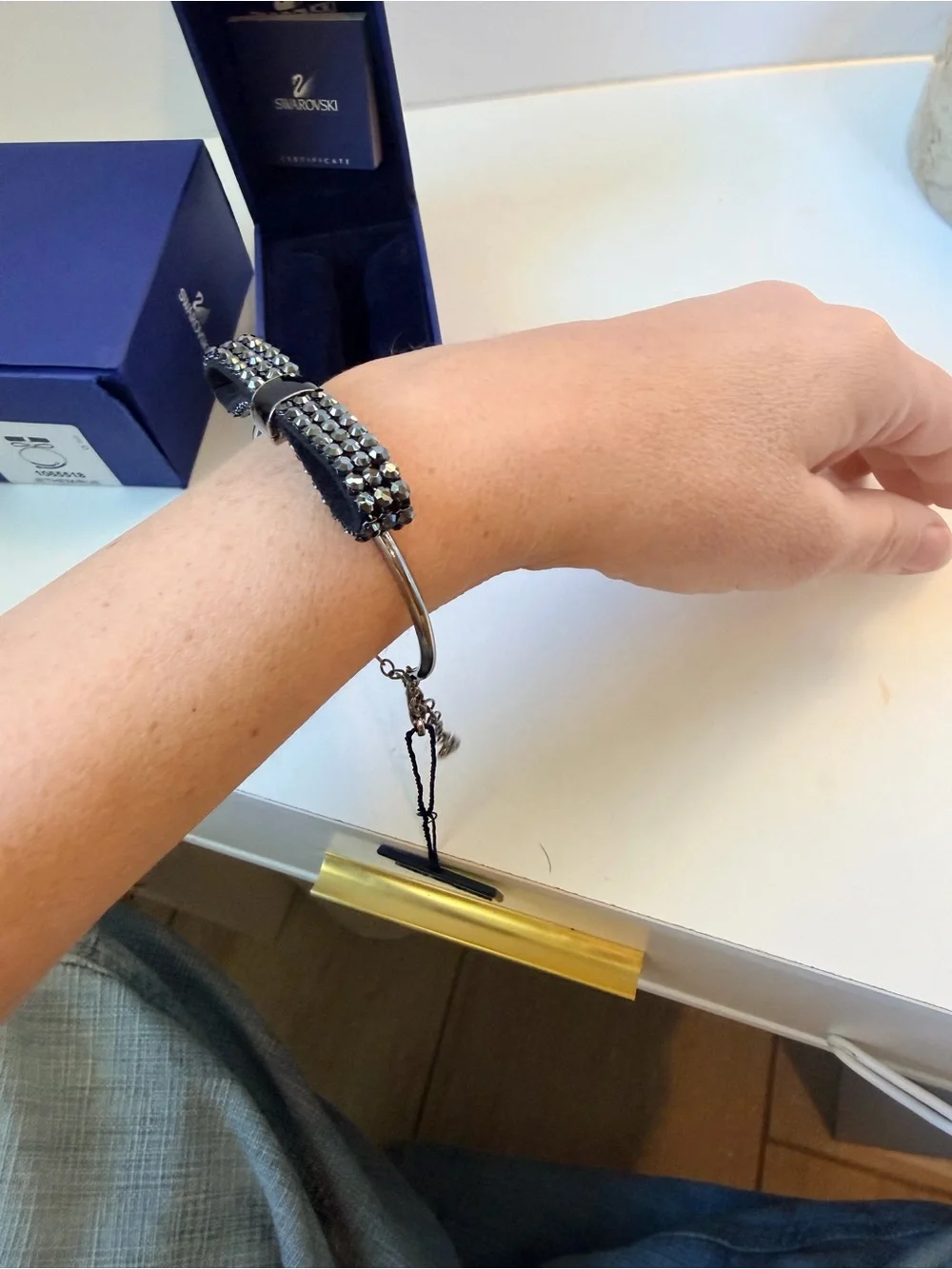 Swarovski Black Crystal Bow Cuff Bracelet
